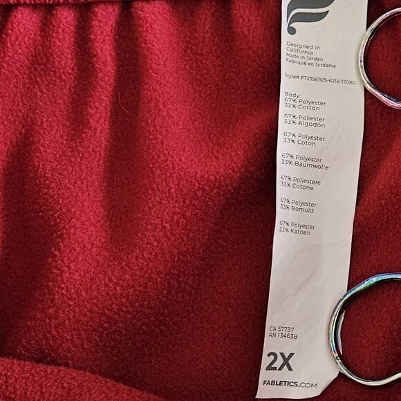 Fabletics Sweatpants Women 2X Red Pockets Fleece Inside FB5732 Active Athleisure - Picture 11 of 16